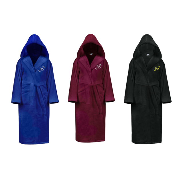 Unisex embroidered bathrobe with hood M-XXL