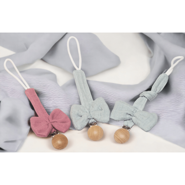 Pacifier clip SET of 3, muslin fabric