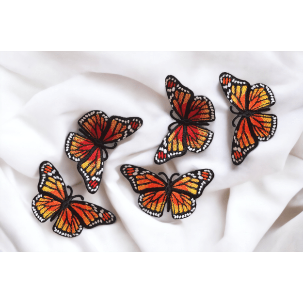 3D Embroidered MONARCH ButterflIes  5pcs