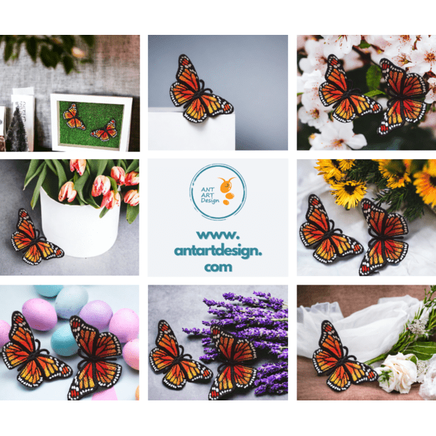 3D Embroidered MONARCH Butterflies 1pc