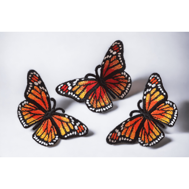 3D Embroidered MONARCH Butterflies 3 pcs