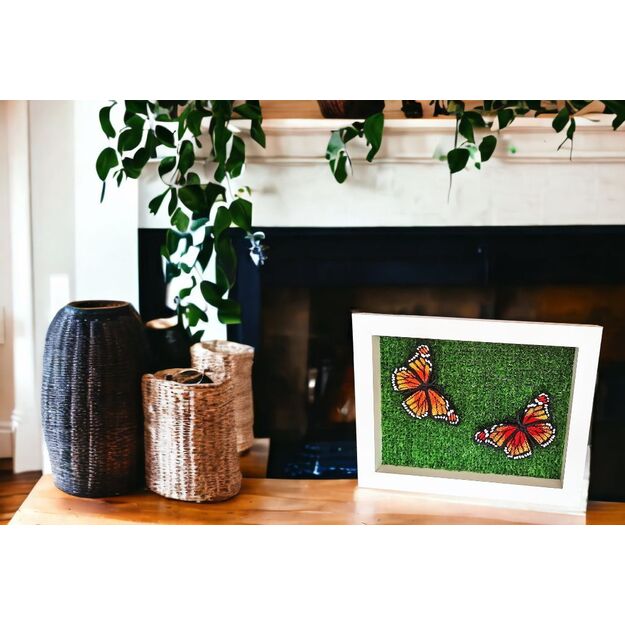 3D Embroidered Picture with MONARCH BUTTERFLIES (2) 6x8 in