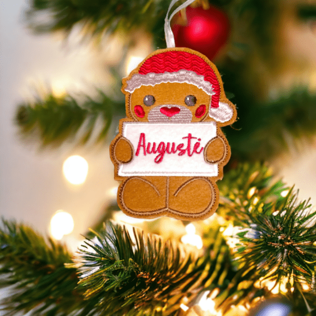 Christmas Tree Ornament - Teddy Bear with name (1pc)