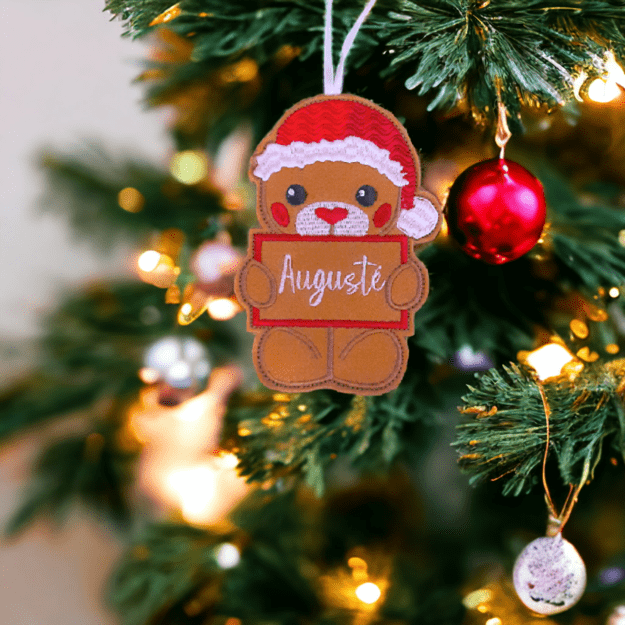 Christmas Tree Ornament - Teddy Bear with name (1pc)