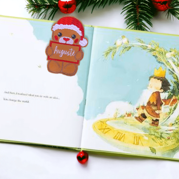 Christmas Bookmark - Teddy Bear with name (1pc)