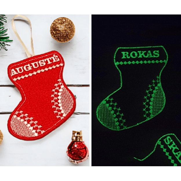 Glowing in the dark Christmas Ornament "SOCK"