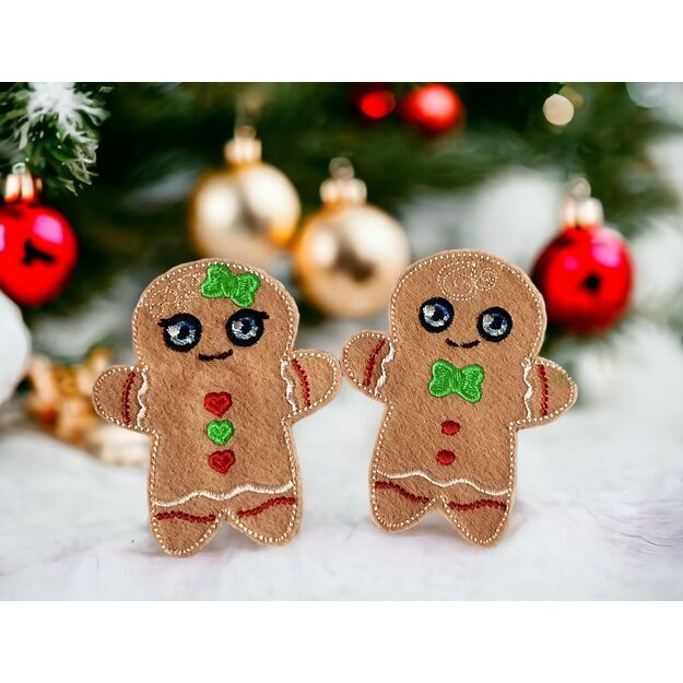 Handmade felt ornaments - GINGERBREAD GIRL AND BOY (2pcs)