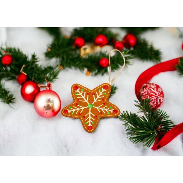 Handmade felt ornaments - gingerbread cookies (3pcs) - STAR+BELL+SOCK