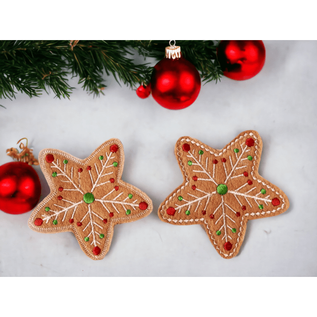 Handmade felt ornaments HOUSE+GLOVE+STARx2 (4pcs) 