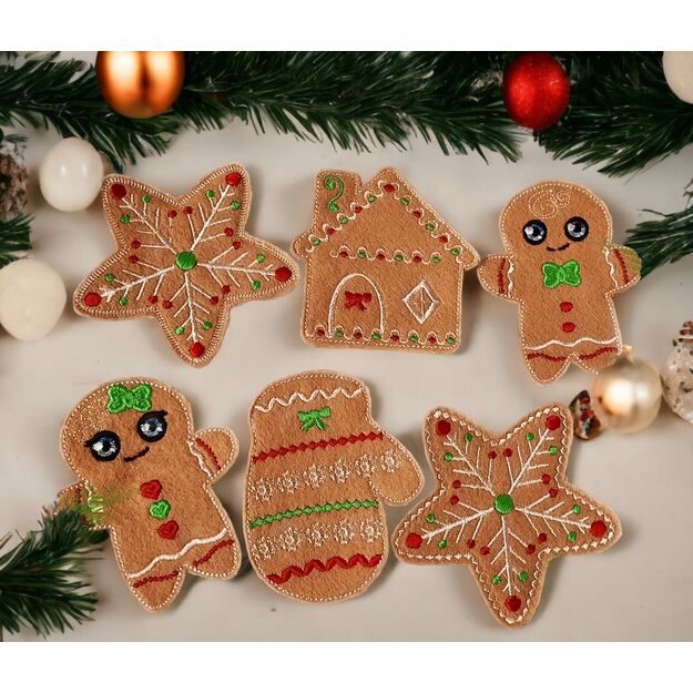 Christmas tree ornaments - Gingerbread cookies (6pcs)