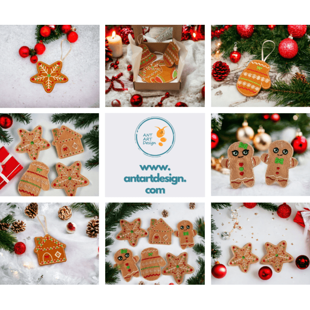 Christmas tree ornaments - Gingerbread cookies (6pcs)