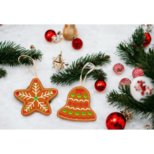 Handmade felt ornaments - STAR + BELL (2pcs)