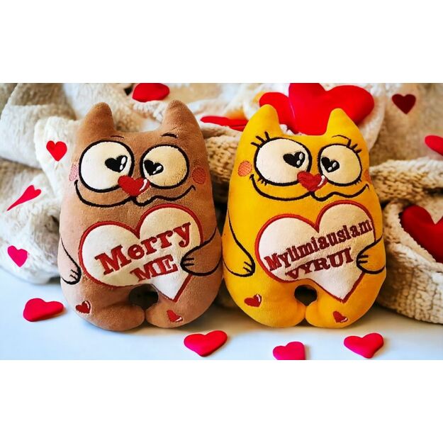 Handmade PERSONALISED  Stuffed "CAT COUPLE" (2pcs.)