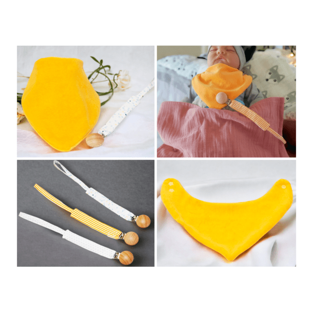 Newborn Baby SET #5 (Bandana Bib + Pacifier Clip)