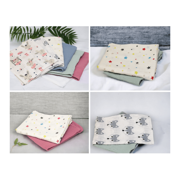 Gauze Fabric Blankets, Swaddles Set of 2