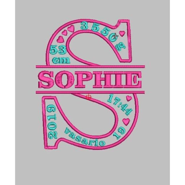 BIRTH ANNOUNCEMENT "S"  Embroidery file/Digital file, PERSONALIZED