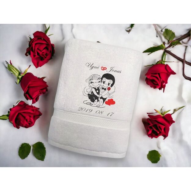 Embroidered Towel for Weddings "Love is..."