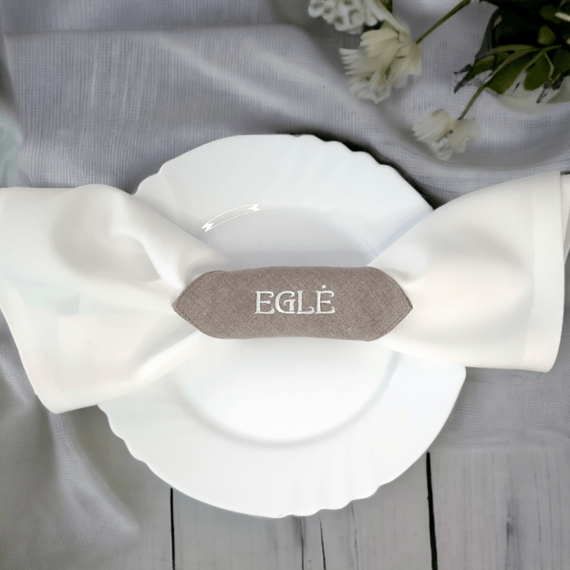 Personalized Napkin ring Holder with button, Linen