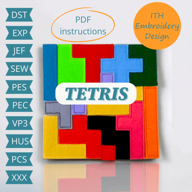 TETRIS Jigsaw Puzzle Game Embroidery file