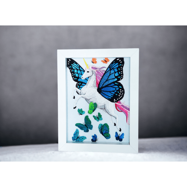 Embroidered Picture UNICORN BUTTERFLY