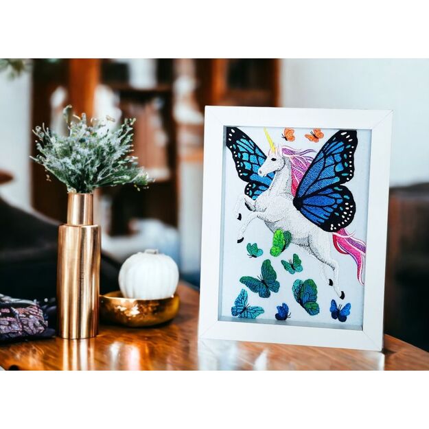 Embroidered Picture UNICORN BUTTERFLY